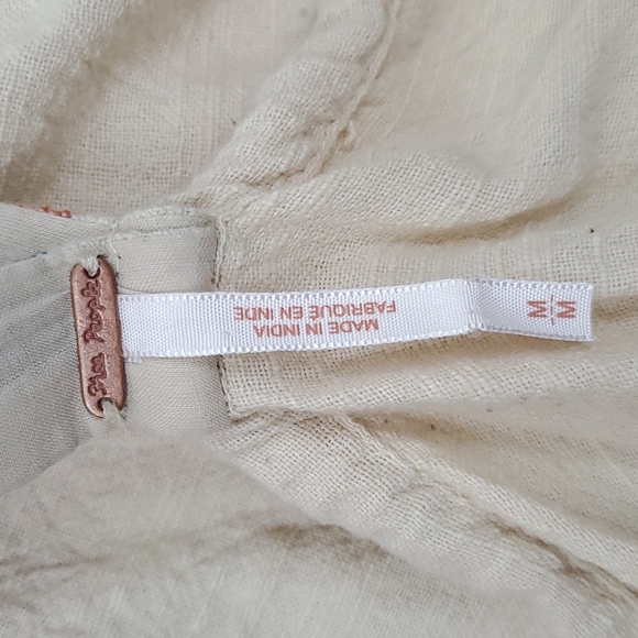 Free People Boho Tribal Patterned Linen-like Dress cream oversize M - Picture 5 of 7